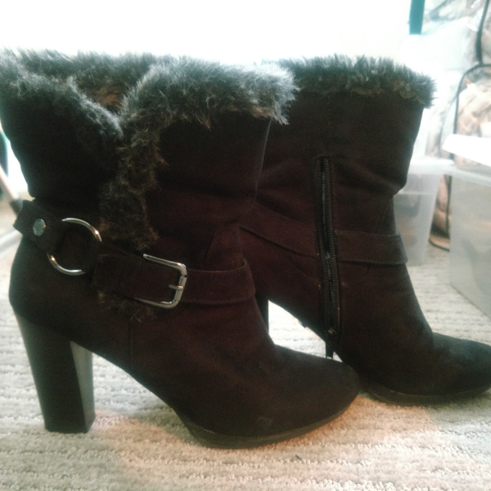 Black Fur Ankle Boots